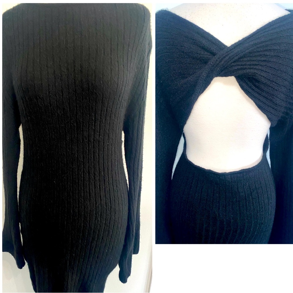 H&M Black Twist Back Sweater Dress - Size XL - NEW